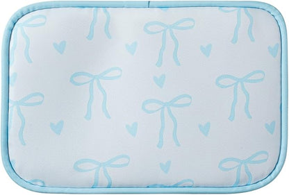Cute Clear Makeup Bag with Bow Pattern,Transparent Nylon Travel Cosmetic Case with Zipper,Portable Makeup Organizer Pouch for Essentials(02Blue)