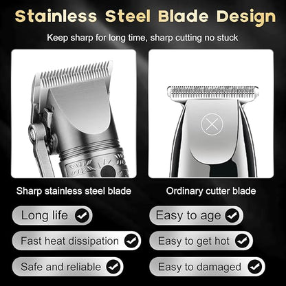 Hair Clippers for Man T-Blade Trimmer Nose Hair Trimmer Electric Shaver Set, Professional 4 in 1 Barber Clippers Set for Haircut, Men’s Grooming Kit with LCD Display, Ideal Gift for Him