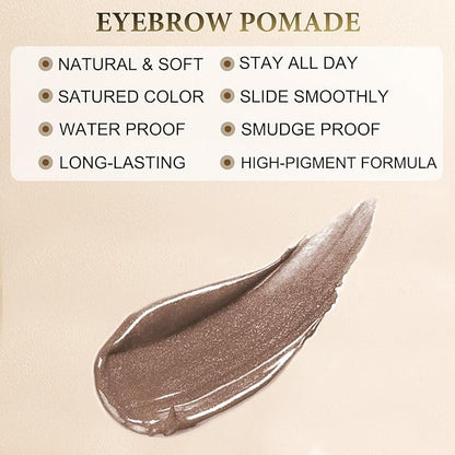 LAVONE Eyebrow Stamp Pencil Kit - Trio Makeup Brow Stamp Kit with Waterproof Eyebrow Pencil, Eyeliner, Pomade, Dual-ended Brush - Ash Brown