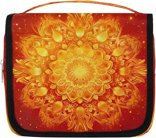Travel Toiletry Bag for Women & Men Ethnic Mandala Flower Toho Hanging Cosmetic Organizer Portable Waterproof Makeup Case Make Up Bag with Compartments Travel Essentials for Bathroom Shower