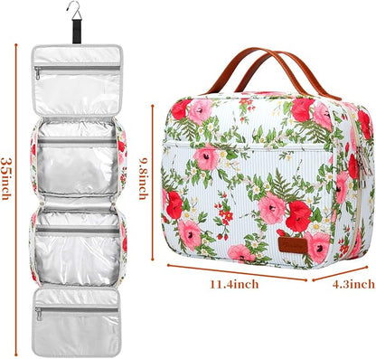 Bosidu Hanging Travel Toiletry Bag,Large Capacity Cosmetic Travel Toiletry Organizer for Women with 4 Compartments & 1 Sturdy Hook,Perfect for Travel/Daily Use/Christmas