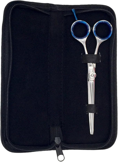 Deluxe 6 inch Professional Barber Scissors for Hair Cutting and Beard & Mustache Trimming - Includes Tension Adjuster & Carrying Case