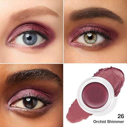 Single Cream Eye Shadow,Orchid Glitter Shimmer Natural Nude Monochrome Eyeshadow Palette,Waterproof,Long Lasting Naturing-Looking,Vegan & Cruelty-Free,26