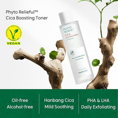 THANKYOU FARMER Phyto Relieful CICA PHA LHA Boosting Toner 7.03 fl oz (200ml), Dermatologist Tested, Alcohol-Free Liquid Exfoliant for Face, Oil-Free Hydrating Toner, Vegan, Fragrance-Free