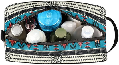 Aztec Western Ethnic Vintage Travel Toiletry Bag for Women Men Lightweight Cosmetic Makeup Bag Organizer Waterproof Shaving Bag Dopp Kit with Large Capacity for Toiletries and Shaving Accessories