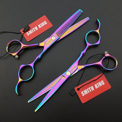 6.0 Inches Professional hair cutting thinning scissors set with razor (Rainbow)