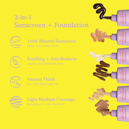 Tower 28 Beauty SunnyDays SPF 30 Tinted Mineral Sunscreen - For Sensitive Skin - 2-in-1 Facial Broad Spectrum UVA/UVB Protection + Foundation - Shade 30 PCH - Medium with Yellow Undertones, 1 Fl Oz