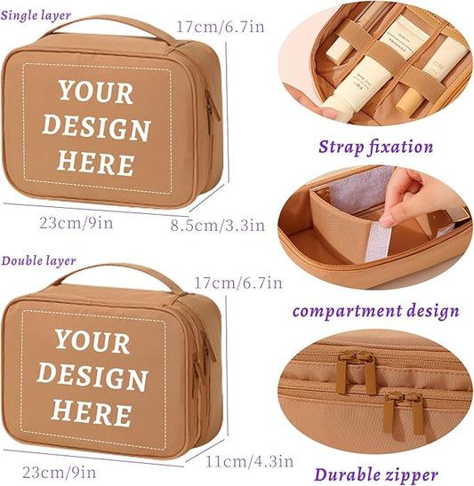 Custom Makeup Bag, Personalized Travel Toiletry Bag,Portable Cosmetic Bag with Elastic Straps,Makeup Organizer with Adjustable Dividers,Christmas and Wedding Gifts for Friend and Bridesmaid.