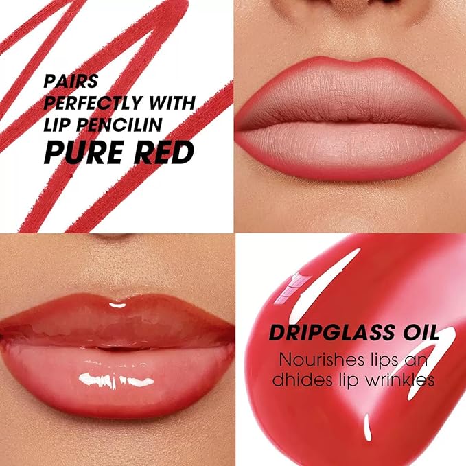 Pink Lip Liner Waterproof Lip Liner and Gloss Set High Pigment Long Lasting Plum Smudge proof Lip Gloss and Lip Liner Set (01# Light Pink)
