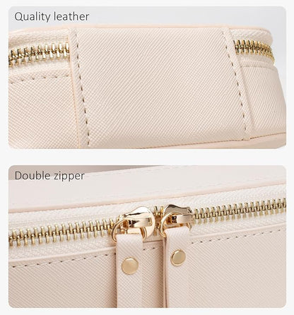 LETGO Clear Makeup Bags Set - TSA Approved Toiletry Bag with Handle Large Opening, Clear Toiletry Bags Case Pouch for Traveling Travel Car Orangizer Storage Essentials(Mini+Large Beige)