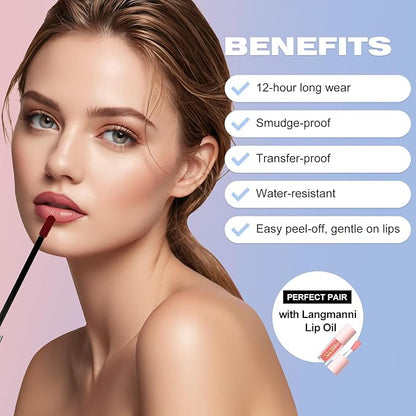 LANGMANNI Long-Lasting Peel Off Lip Liner Set, Waterproof & Smudge-Proof Matte Lip Liners Gift Makeup For Girls（#2）
