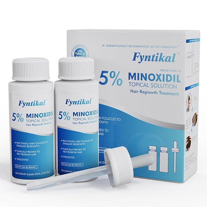 5% Minoxidil for Men, Extra Strength Hair Growth Serum, Beard Growth Oil, Fast Absorbing Dropper, Non Greasy, Low Residue Formula, 2-Pack for 2 Months, Hair Regrowth Treatment for Thinning Hair