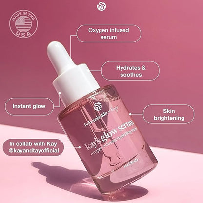 Kay’s Glow Vitamin C Serum for Face with Oxygen & THD - Illuminating Brightening AHA Serum, Anti-Aging Dark Spot Care for Even Tone, Smooth Texture & Hydrating Primer, 1 oz