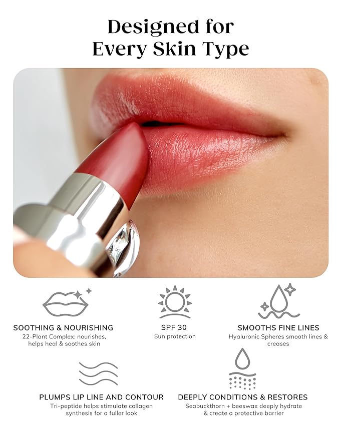 KAPLANMD Perfect Pout SPF Lipstick – Anti-Aging Lipstick with SPF 30, Hyaluronic Acid & Maxi-Lip Peptide – Moisturizing Color for Dry Lips – Non-Sticky Cruelty-Free Formula – BEVERLY