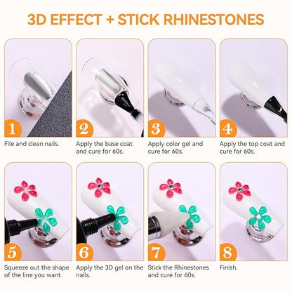 Makartt 3D Sculpting Gel for Nail Art Kit: 3D Nail Gel for Nail Art, 15ml No Wipe Polish for Molding Drawing, Embossed Gels for Nail DIY Manicure - Glistening Cheer & Tinsel Green (2PCS)