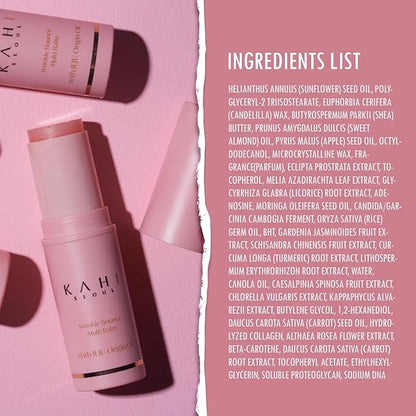 KAHI Wrinkle Bounce Multi Balm - DUO EDITION | All-in-One Hydrating Balm Eye Cream Make Up Base & Moisture Stick | Daily Moisturizer Stick with Salmon-derived sodium DNA (0.32 oz - Pack of 2)