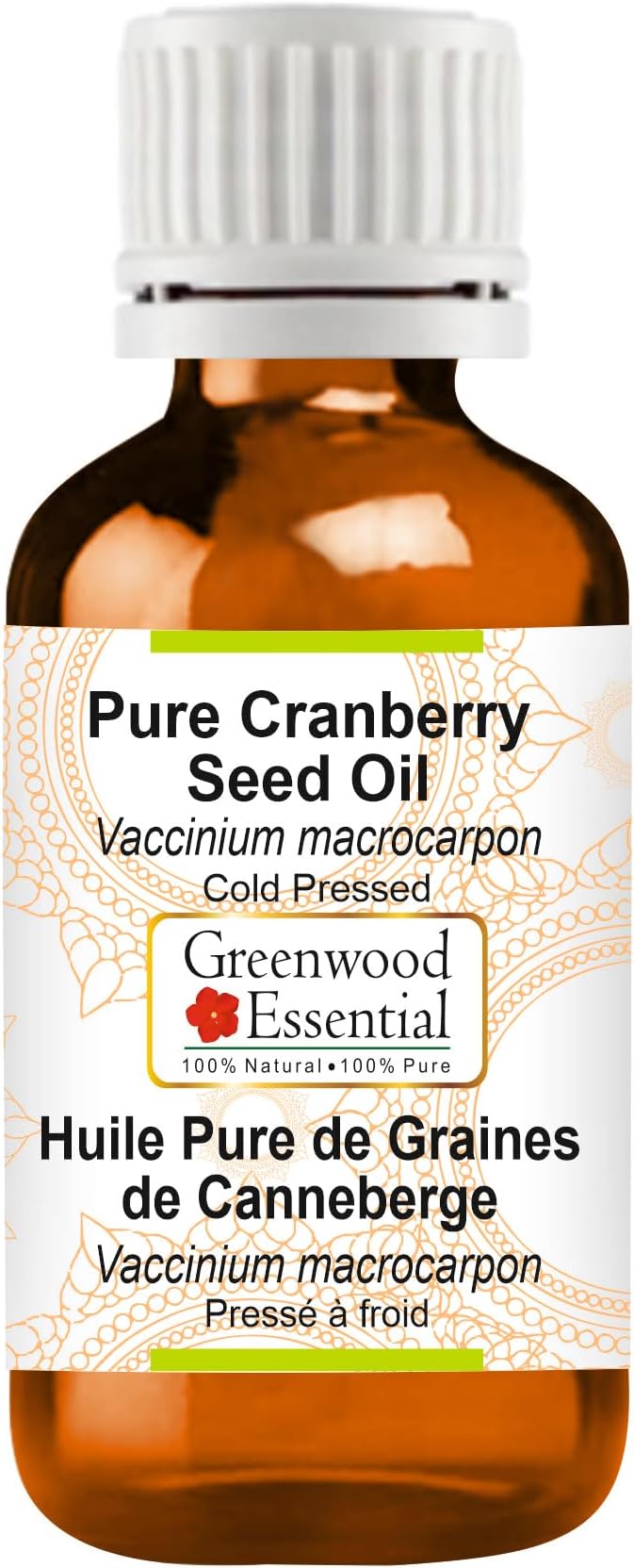Greenwood Essential Cranberry Seed Oil (Vaccinium macrocarpon) | Cold Pressed | Natural | Undiluted | For Diluting Essential Oils | For Skin & Massage | Men & Women | 15ml (0.50 oz)