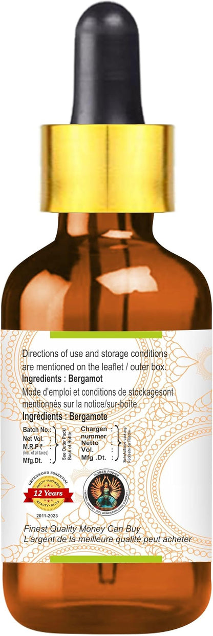 Greenwood Essential Pure Bergamot Essential Oil (Citrus bergamia) with Glass Dropper Steam Distilled 15ml (0.50 oz)