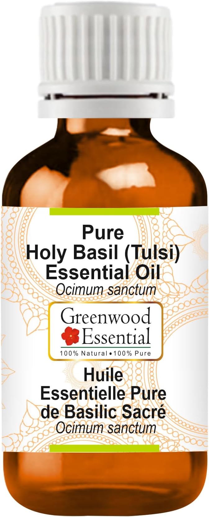Greenwood Essential Pure Holy Basil Essential Oil (Ocimum Sanctum) Steam Distilled 5ml (0.16 oz)