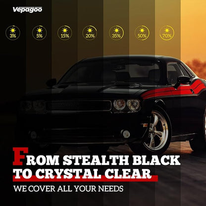 Vepagoo 5% VLT Ceramic Car Window Tint Film (24" x 15FT) - Heat & Glare Reduction, Blocks UV & IR Rays, Scratch Resistant, Privacy Car Window Tint Fit for Sedan SUV