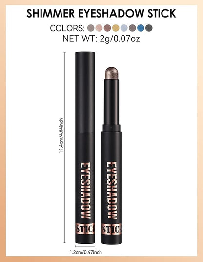 Erinde Shimmer Cream Eyeshadow Stick, Long Lasting Metallic Eye Shadow Sticks, Waterproof Creamy Glitter Eyeshadow Pencil, High Pigmented Blendable Neutral Eye Makeup, 14 Taupe Shimmer