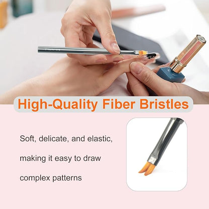 MYR 6Pcs Nail Art Brushes and 2Pcs Nano Nail Files, Metal Nail Art Tools, Acrylic Nail Brushes, Nail Design Tools, suitable for Personalized Nail Art Designs such as Flowers and Irregular Patterns