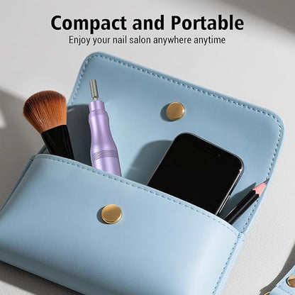 Electric Nail Drill Set, Cordless Electric Nail File Set Rechargeable, 5 Speed Portable Nail Drill Machine for Thick Nail Toenail Cuticle, Hand Feet Trimmer Buffer for Women Men Baby Pets