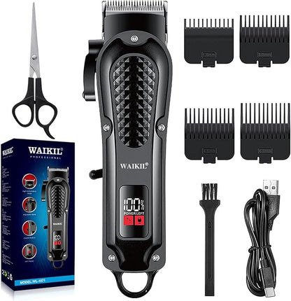 WAIKIL Hair Clippers Professional Cordless for Men, Barber Clippers for Hair Cutting Kit,Rechargeable Haircut Machine for Family,Wireless LCD Display Hair Trimmers Set
