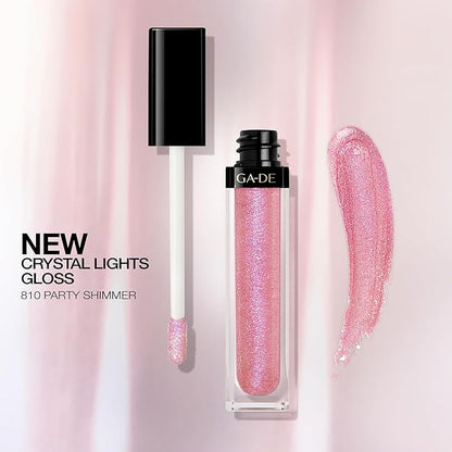 GA-DE Crystal Lights Lip Gloss, 810 - Enriched with Light-Reflecting Crystal Pearls - Smooth Silky, Rich Color - Moisturizes and Adds Shine - 0.2 oz