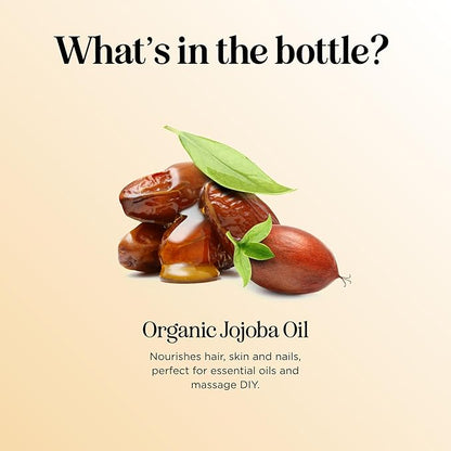 Organic Jojoba Oil Cold Pressed Unrefined - 100% Pure Organic Certified Oil for Skin Hair & Nails - Organic Skin Care & Natural Beauty DIY Carrier Oil - Dermatologist Tested & Non GMO (4 Fl Oz)