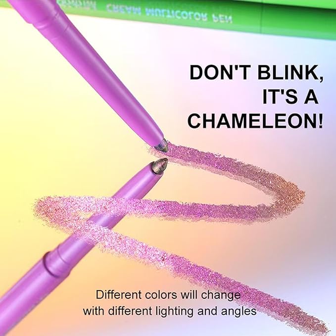 Chameleon Eyeshadow Stick Eyeliner Eyes Makeup Glitter Eyeliner Pen colorful Cream Shimmer Eye shadow Waterproof Long Lasting Halloween Eye liner Pencil Party Stage Use # 04