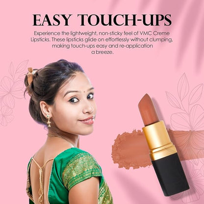 Vera Moore Creme Lipstick, Long Lasting, Lightweight, Moisturizing Opaque Color with Staying Power, Fragrance, and Paraben Free Cosmetics Soft Lipstick (Tasty)