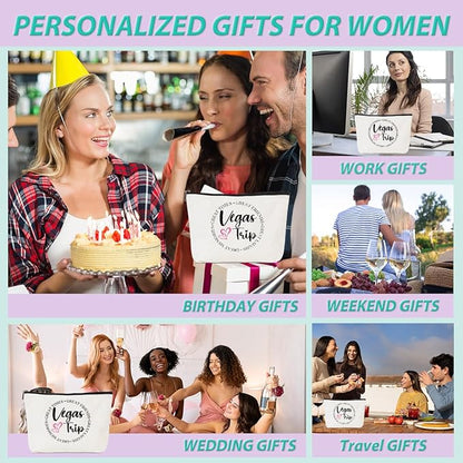 4PCS Girls Trip Makeup Bag - Weekend Gifts, Summer Cosmetic Toiletry Bag, Zipper Pouch Weekender Bags for Women, Female, Bride, Friendship, Bachelorette Party, Birthday