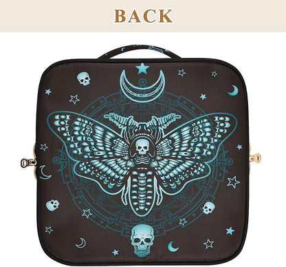 Makeup Organizer Bag, Gothic Skull Butterfly Travel Makeup Bags Makeup Vanity Case Large Capacity Rhombus Cosmetic Toiletry Bag for Girl Women Ladies