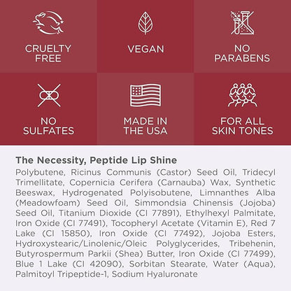 Cote Beauty's Mulberry Peptide Lip Shine, Ultra Hydrating & Long-Lasting Mauve Plumping Lip Gloss for Women with Hyaluronic Acid, Shea Butter & Jojoba Oil, Vegan & Cruelty-Free, 0.12 Fl Oz