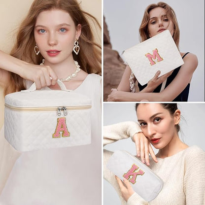Initial Makeup Bag, Personalized Monogram Cosmetic Bag Set, Large Make up Bags | Travel Toiletry Bag | Makeup Bag for Girls Teen Girl Friend Sister Wife Girlfriend Gifts Daughter (Letter J)