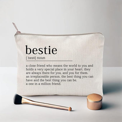 Bestie Makeup Case Best Friend Cosmetic Bag for Her for Sister Birthday Toiletry Bag Gift Motivation Quotes Sister Gift Bestie College Roommate Gfit (Bestie)