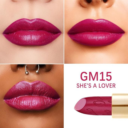 Oulac Matte Lipstick with Glow Metallic Finish - Vegan Lipstick for Women, Creamy Texture, Hydrating Clean Beauty Formula, High-End Magnetic Hook Design, GM15 She's A Lover