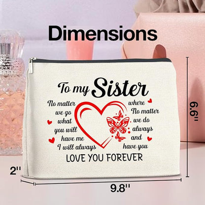 Sister Gifts Makeup Bag Christmas Birthday Gifts for Sister Cosmetic Bag Zipper Makeup Pouch
