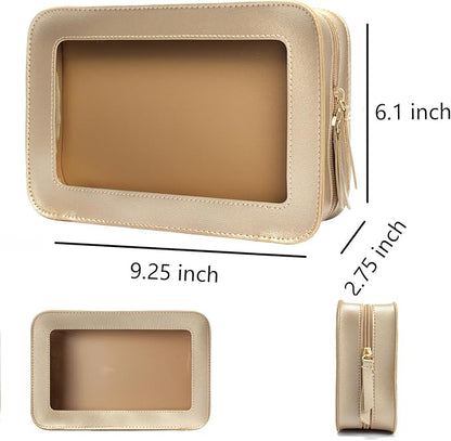 Clear Makeup Bag Small, TSA Approved Portable Toiletry Bag with Zipper Cosmetic Travel Bag Makeup Organizer Case Mini Makeup Pouch for Purse Car Organizer Bag for Women Men