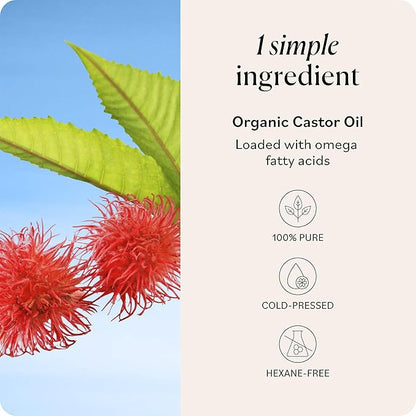 Sky Organics Castor Oil - USDA Certified Organic Hair Oil for Hair Growth, Skin, Face, Eyelashes - Cold Pressed & Hexane Free - Pure Organic Castor Oil Pack Wrap - Carrier & Hair Treatment Oil -16oz