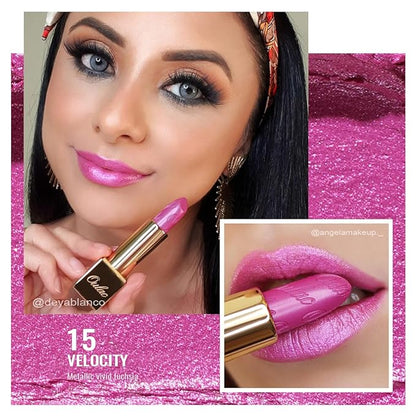 Oulac Hot Pink Lipstick Set 2PCS - Included Metallic Fuchsia Lipstick and Shimmer Pink Liptsick, Vegan Lightweight Hydrating Formula, 15+D02