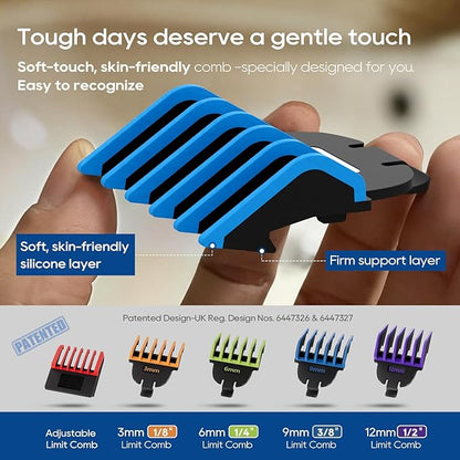 Beard Trimmer for Men, Magnetic Snap-on Replacement Heads & Charging Dock, IPX7 Waterproof Cordless Hair Clippers, Mens Grooming Kits for Mustache/Body/Face/Ear/Nose, Gray