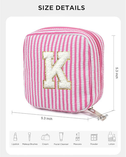 LETGO 2025 Graduation Gifts for Women- Personalized Initial Cute Pink Cosmetic Makeup Bag Pouch Make Up Bags Travel Toiletry Bag for Her Mom Girlfriend Wife Teacher 18th Birthday Gifts for Girls