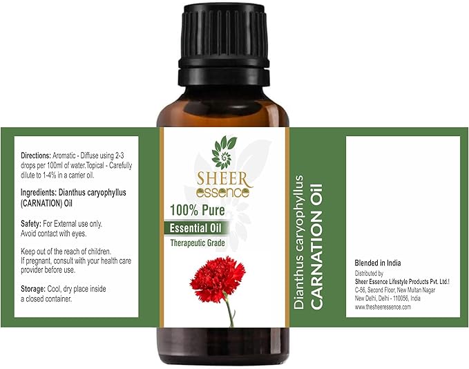 Carnation Oil -(Dianthus Caryophyllus)- Essential Oil 100% Pure Natural Undiluted Uncut Therapeutic Grade Oil 8.45 Fl.OZ