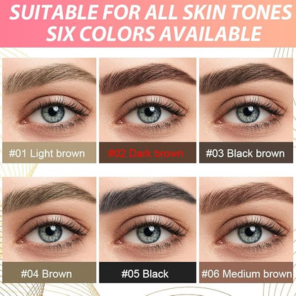 evpct 1Pcs Dark Brown Magic Microblading Dual-Ended Eyebrow Contouring Pen Brow Pencil, with 4 Brush Micro-Fork-Tips Applicator and Precise Brush-Tip, Hair Like Strokes, Dual-ended Eyebrow Brush