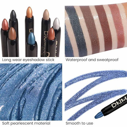 evpct 8Pcs Cream Eye Shadow Brightener Sticks Set for Eyes, Silver Sand Gold Orchid Rose Mocha Deep Mauve Midnight Royal Blue Stone Shimmer Matte Pencil Eye shadow Crayon Stick Palette Makeup Set07