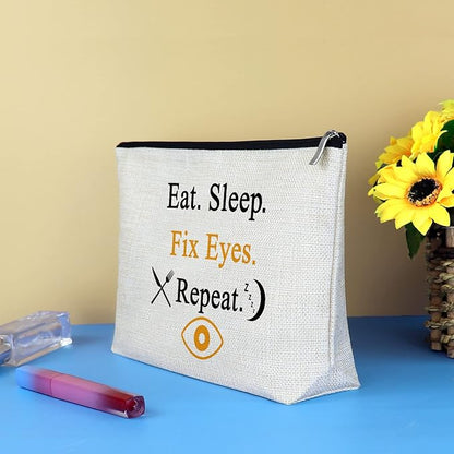 Optometrist Gift Eye Doctor Vision Gifts Travel Cosmetic Bag Funny Optometry Optician Gift Ophthalmologist Gift Makeup Bag for Women Birthday Christmas Retirement Gift for Optometrist Optician