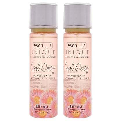 So...? Unique Body Mist - Coral Daisy for Women - 5.1 oz Body Mist - Pack of 2