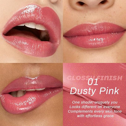 evpct 2Pcs Dusty Pink Honey Lipstick Tinted Lip Balm, Sheer Hydrating Shine Tinted Lipstick for Women, Moisturizing Lip Color, Nourishing Tinted Lip Balm Plumper Gloss Stain, Glossy Shiny Finish